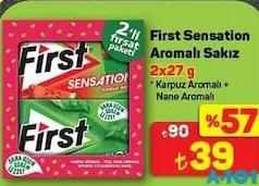 FİRST SENSATİON SAKIZ KARPUZ AROMALI + NANE AROMALI 2X27 G